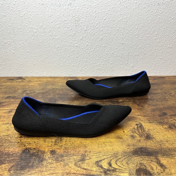 Rothys The Point Black Knit Comfort Slip On Ballet Flats Womens 6.5 Black - Picture 1 of 7